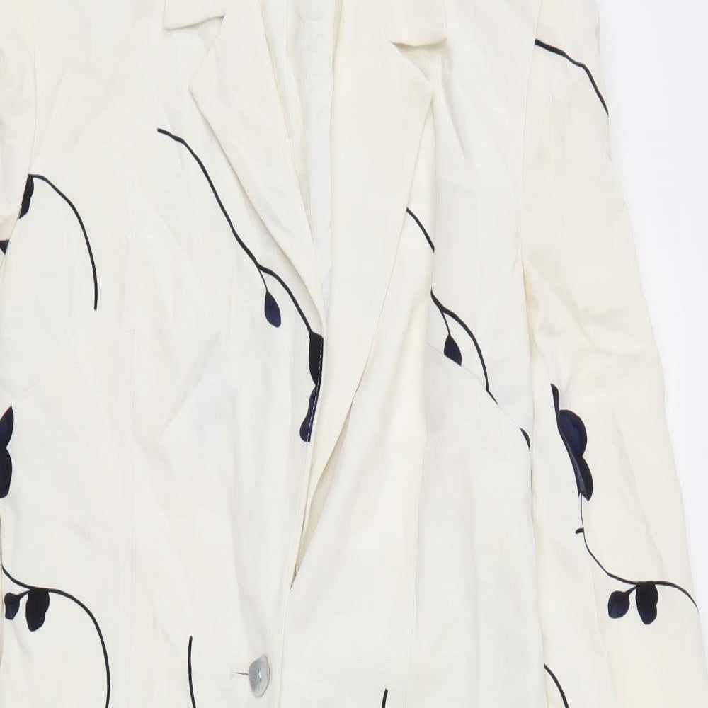 August Silk Womens Ivory Floral  Jacket  Size 8