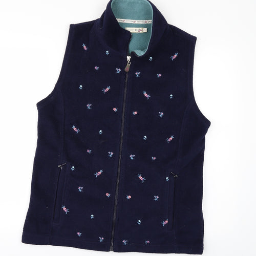 COUNTRY ROSE Womens Blue Floral Fleece Gilet Jacket Size M  - Gilet