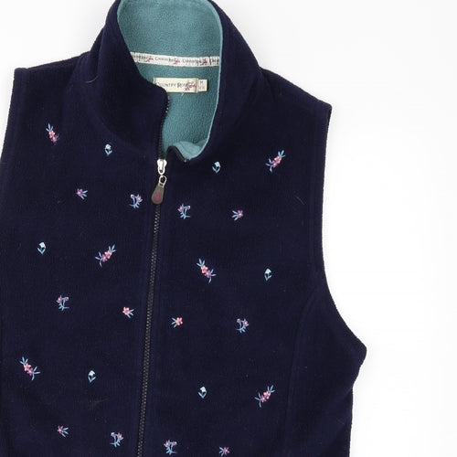 COUNTRY ROSE Womens Blue Floral Fleece Gilet Jacket Size M  - Gilet