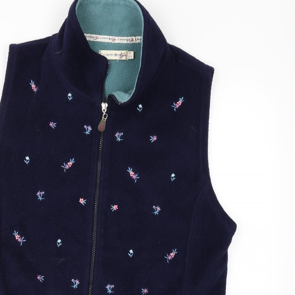 COUNTRY ROSE Womens Blue Floral Fleece Gilet Jacket Size M  - Gilet