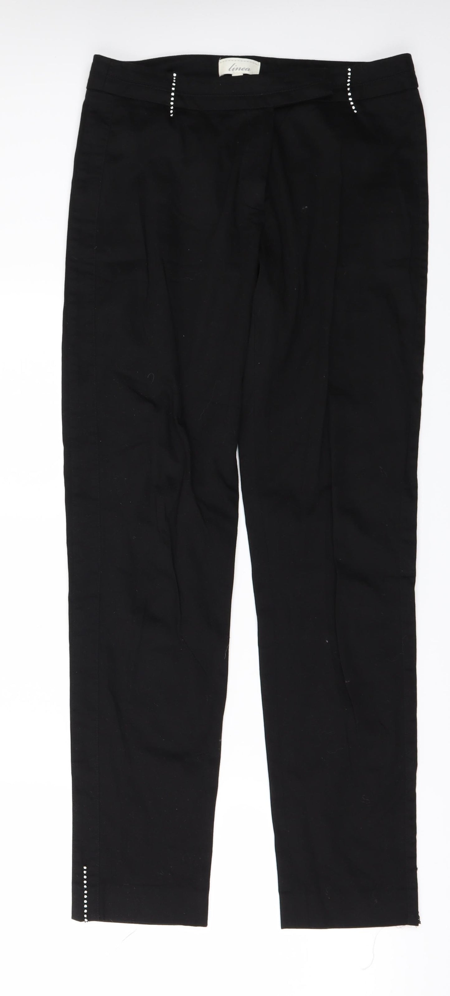 Linea Womens Black   Trousers  Size 10 L30 in - Rhinestone detail