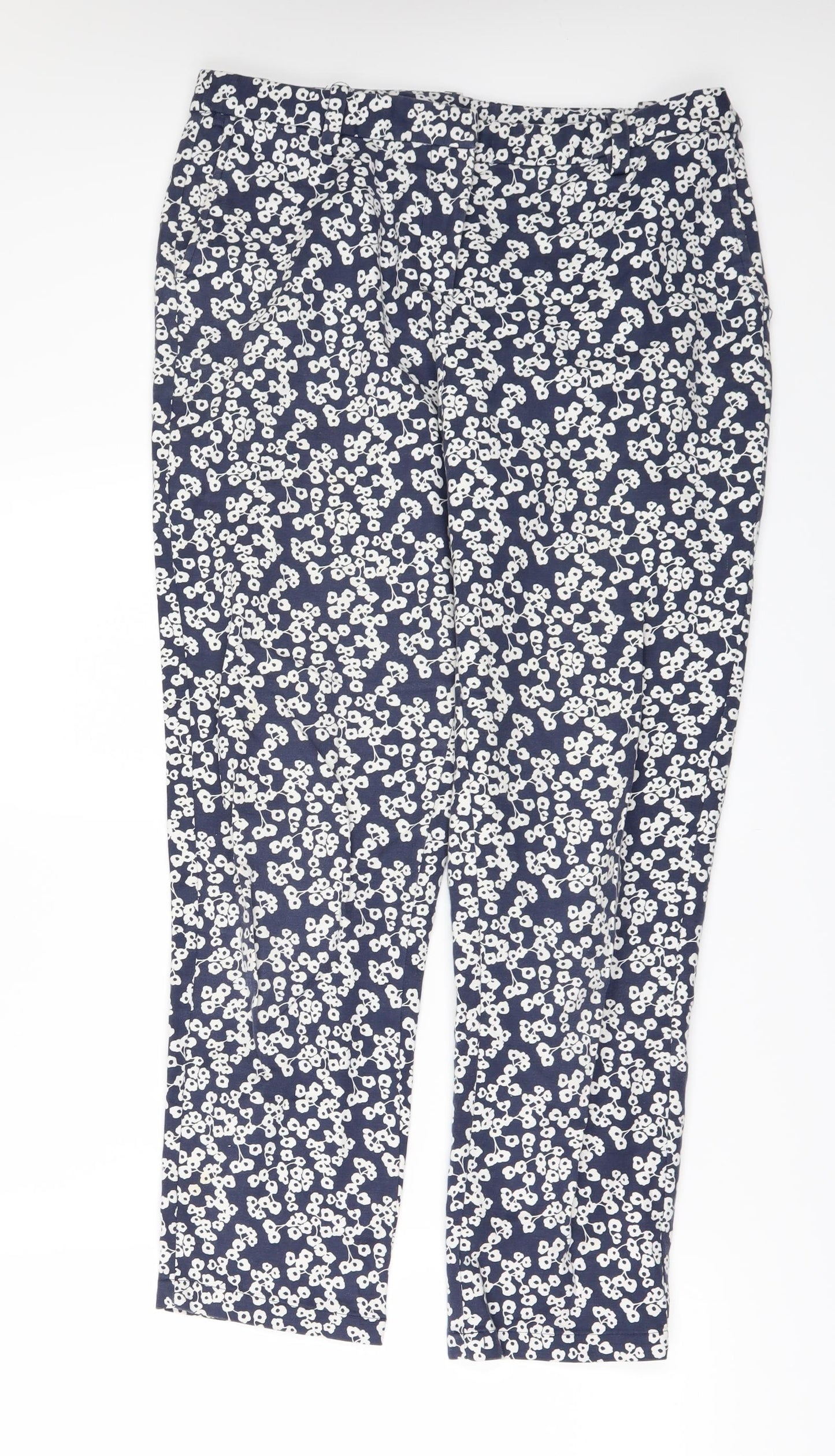 Crew Clothing Womens Blue Floral  Trousers  Size 12 L26 in