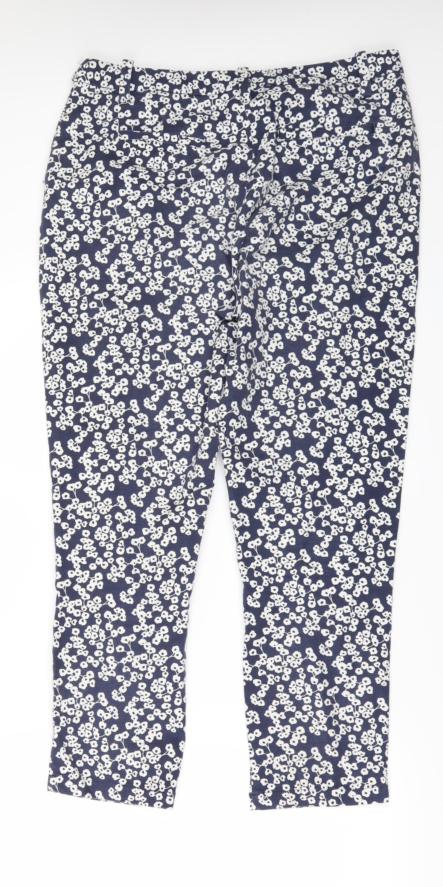 Crew Clothing Womens Blue Floral  Trousers  Size 12 L26 in