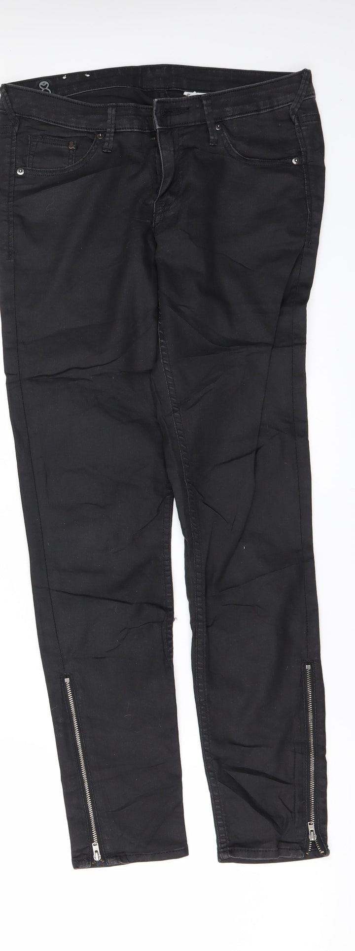 H&M Womens Black Denim Skinny Jeans Size 28 in L28 in - Zip Ankles