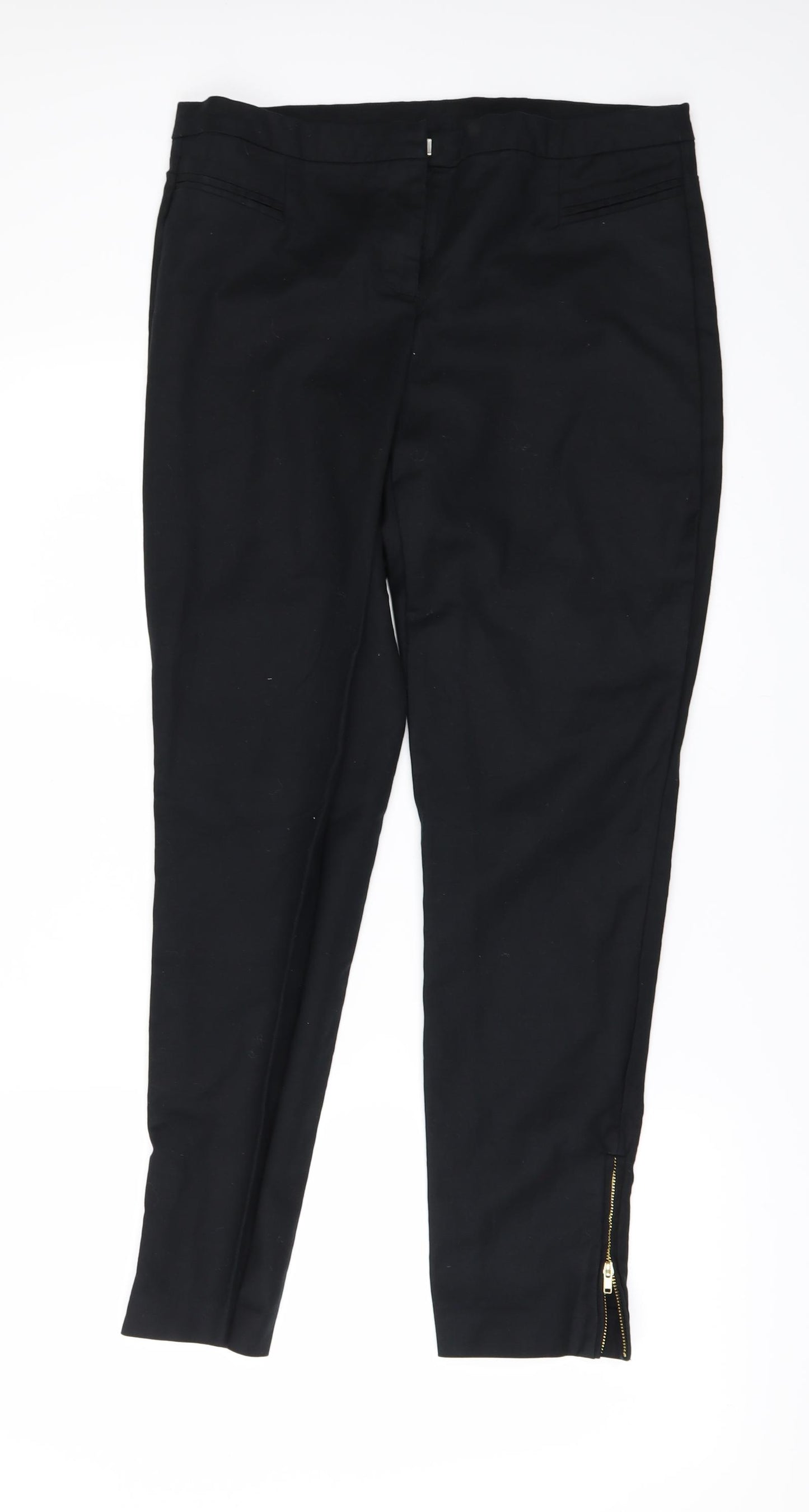 New Look Womens Black  Denim Capri Jeans Size 12 L27 in - Zip Ankles