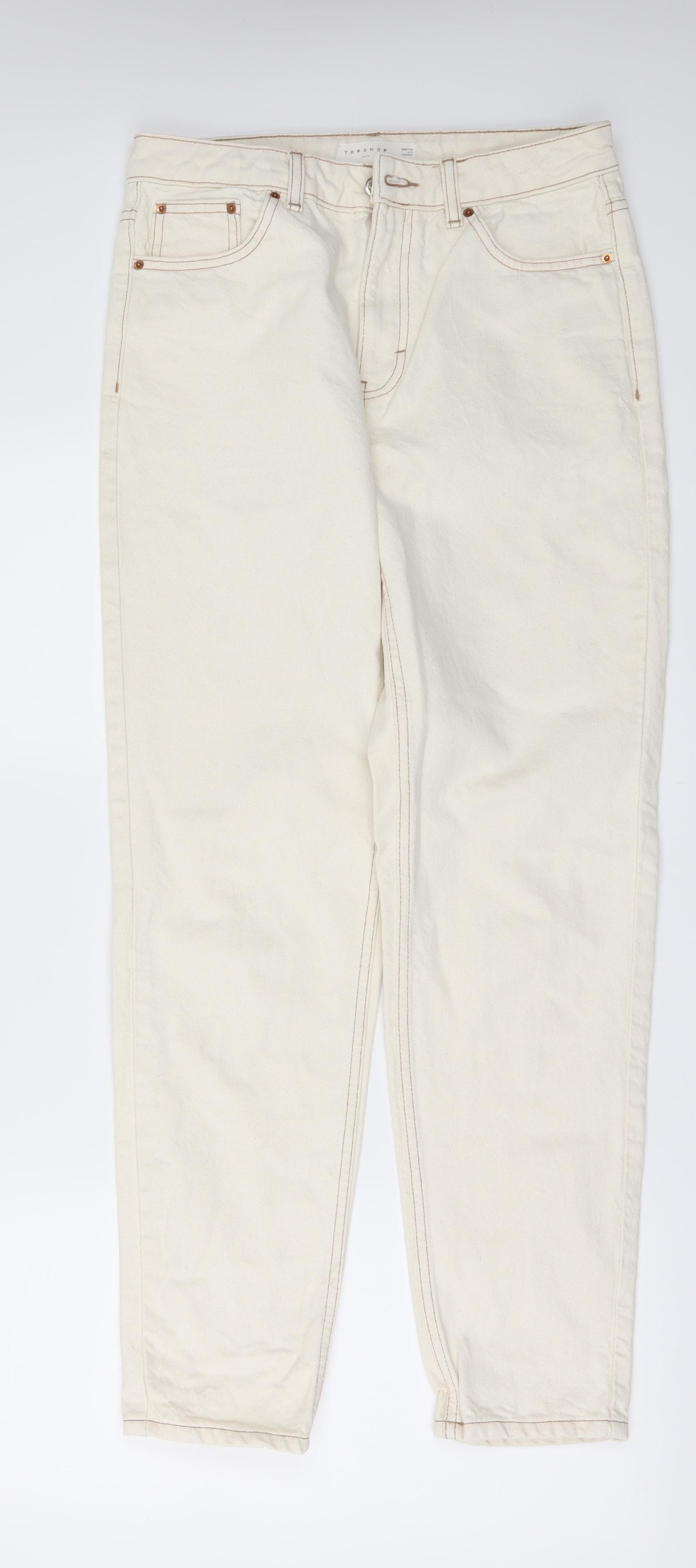 Topshop Mens Beige  Denim Straight Jeans Size 28 in L32 in