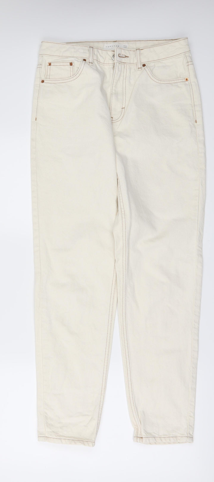 Topshop Mens Beige  Denim Straight Jeans Size 28 in L32 in