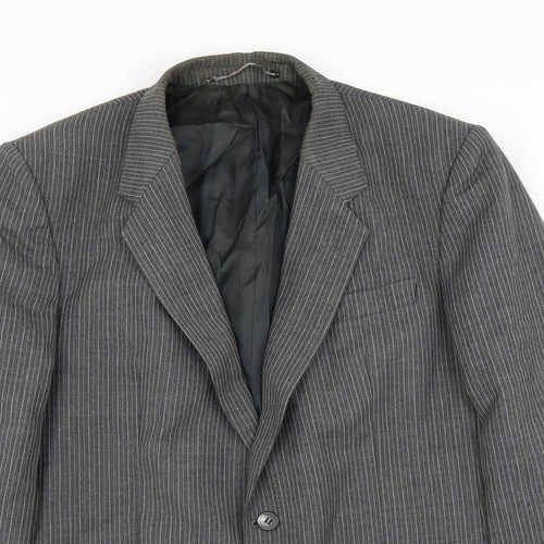 House of Fraser Mens Grey Striped  Jacket Suit Jacket Size 40