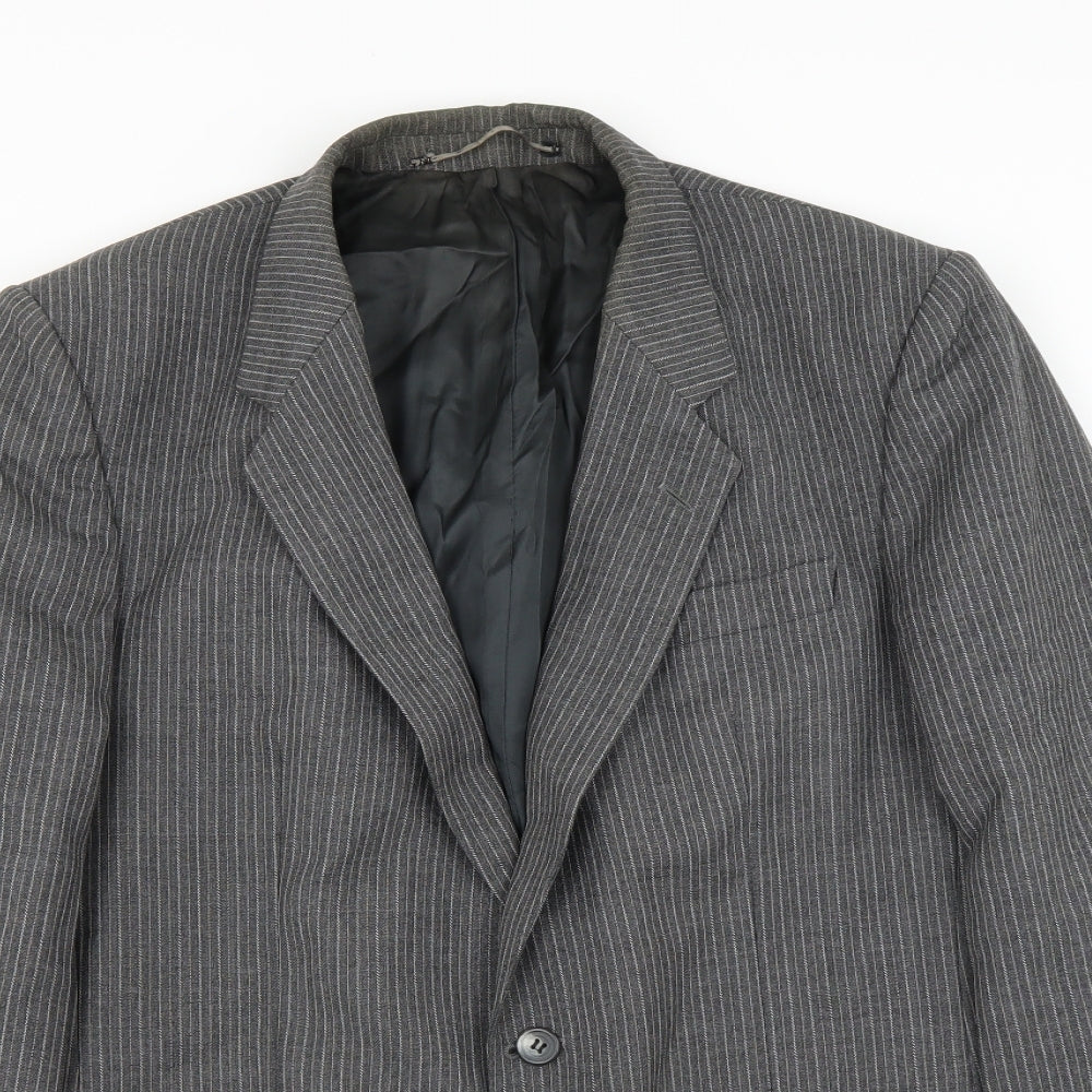 House of Fraser Mens Grey Striped  Jacket Suit Jacket Size 40