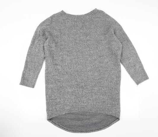 Front view of women’s grey jumper dress, size M