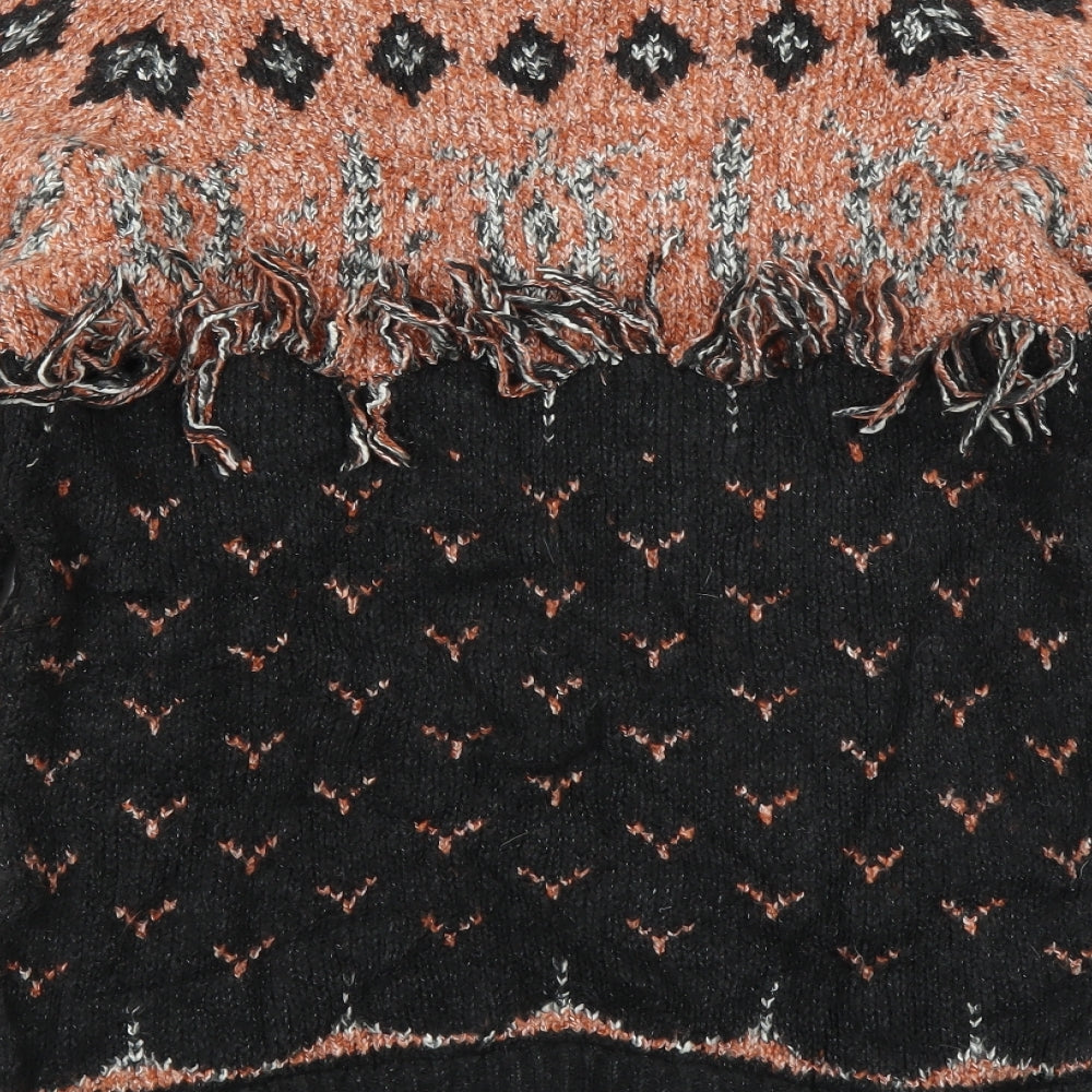 Zara Womens Black   Pullover Jumper Size L  - fringe detail