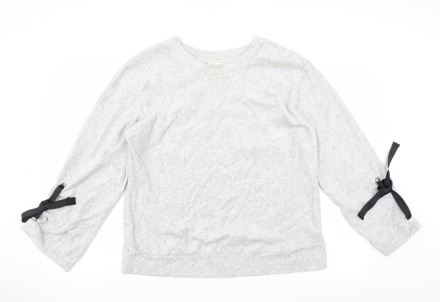F&F Womens Grey Solid  Top Pyjama Top Size 14  - tie sleeve detail