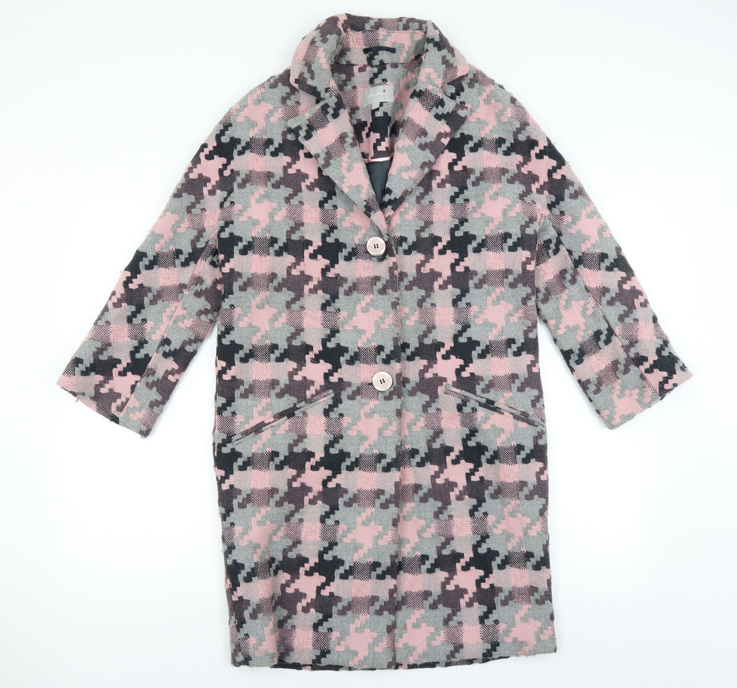Marks and Spencer Womens Pink Check  Overcoat Coat Size 8