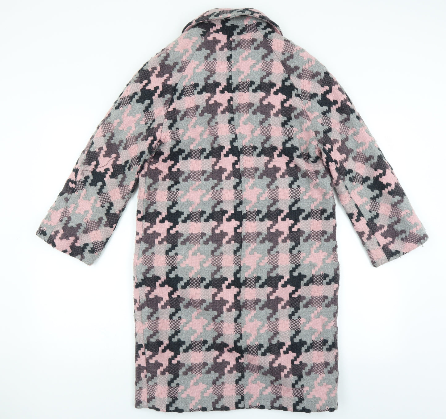 Marks and Spencer Womens Pink Check  Overcoat Coat Size 8