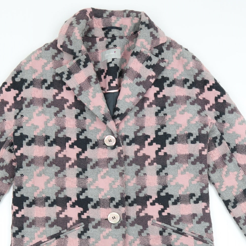 Marks and Spencer Womens Pink Check  Overcoat Coat Size 8