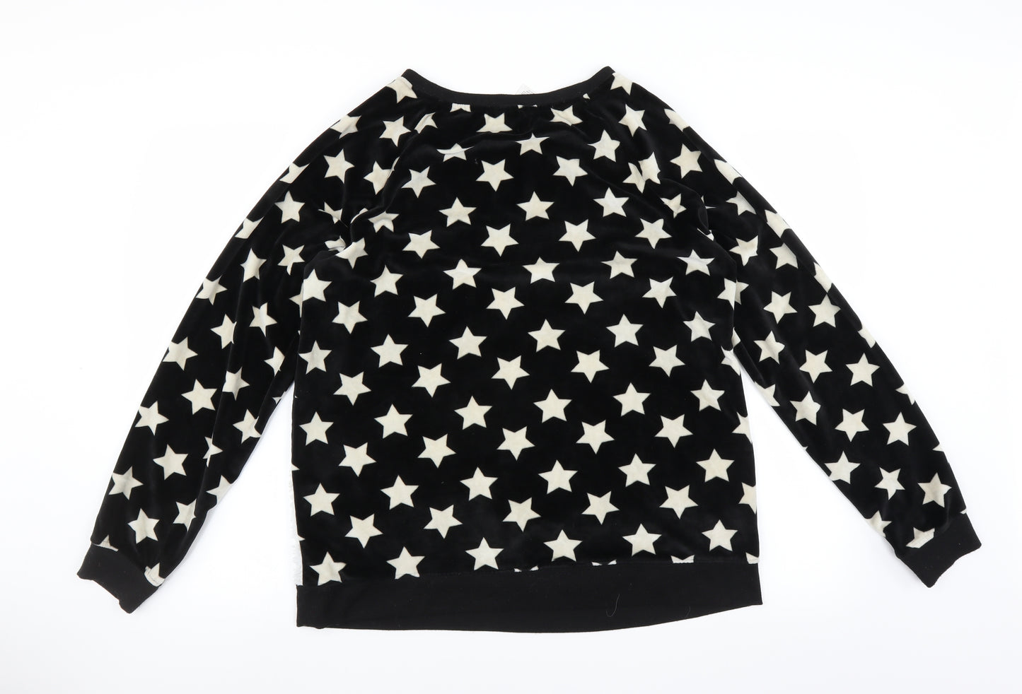 Peacocks Womens Black Solid  Top Pyjama Top Size 14  - star pattern face
