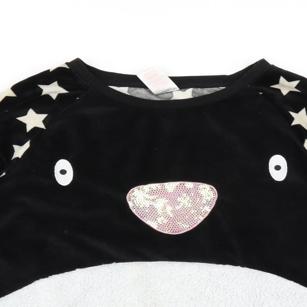 Peacocks Womens Black Solid  Top Pyjama Top Size 14  - star pattern face