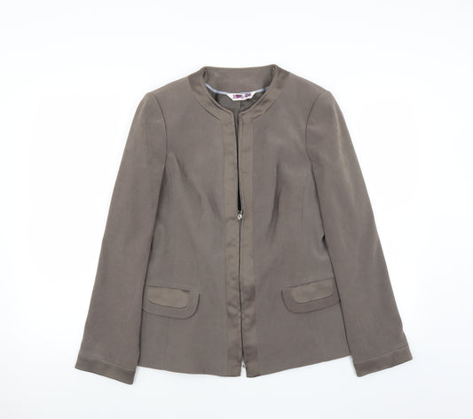 Front view of Le Bon Marché women’s green jacket suit jacket, size UK 12