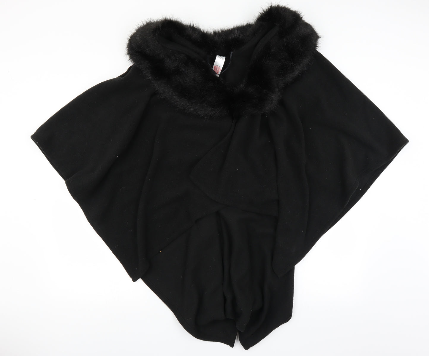 F&F Womens Black   Cape Jumper One Size  - fur trim