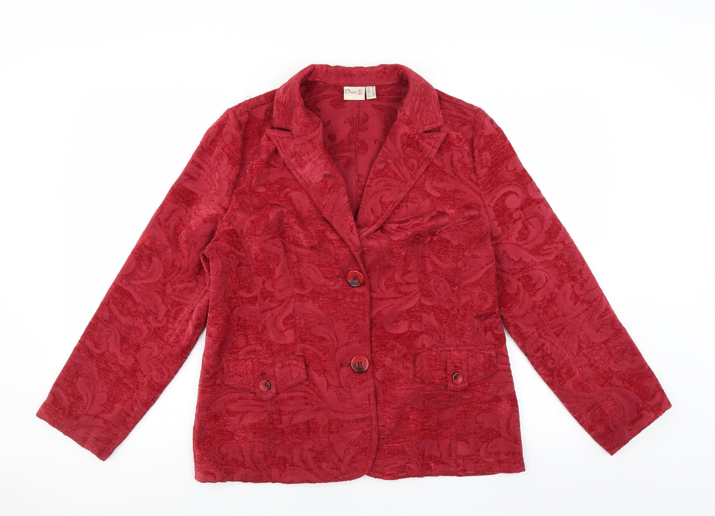 Oscar B Womens Red Floral  Jacket Blazer Size 12
