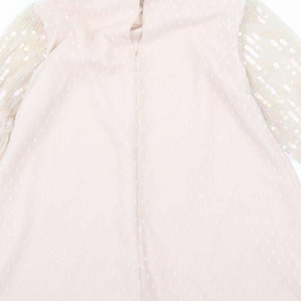 River Island Girls Pink   A-Line  Size 8 Years  - sequin sleeves