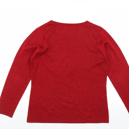 Preworn Womens Red   Pullover Jumper Size S  - beaded neckline
