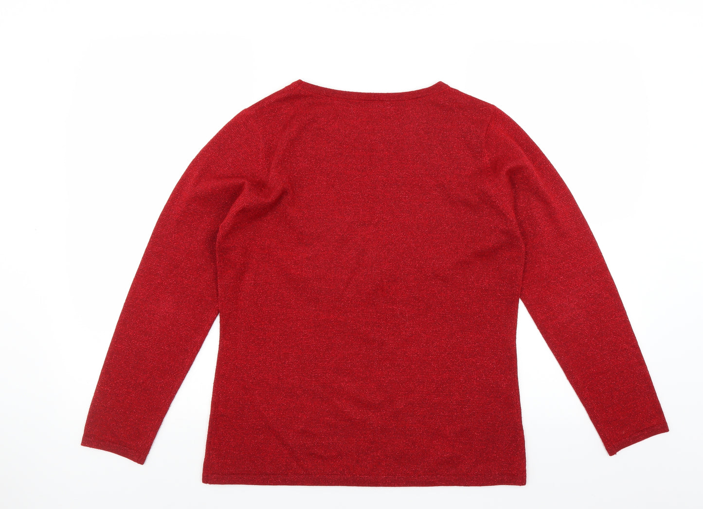 Preworn Womens Red   Pullover Jumper Size S  - beaded neckline