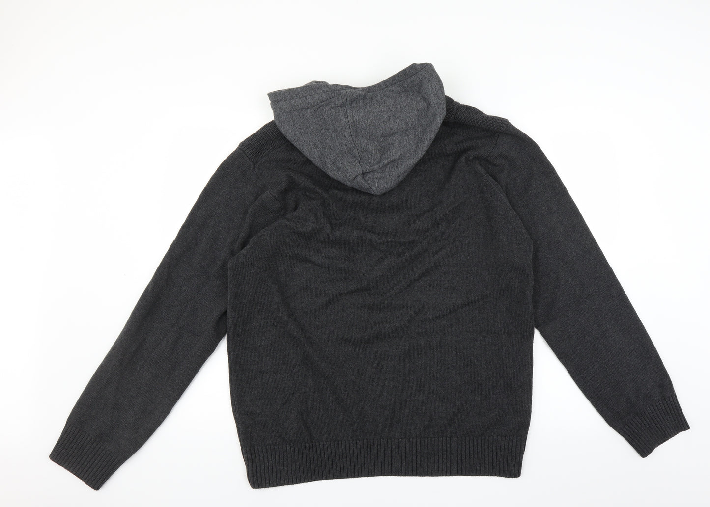 F&F Mens Grey   Pullover Jumper Size L  - hooded