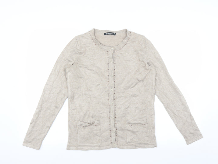 Le Bon Marché Womens Beige Cardigan Jumper Size XS - beaded detail