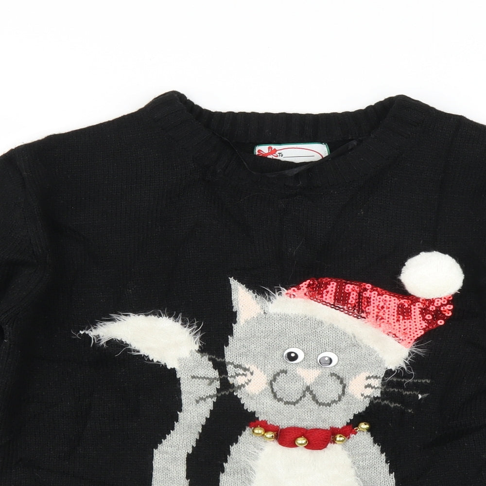 Primark Womens Black   Pullover Jumper Size XS  - Christmas  Jumper