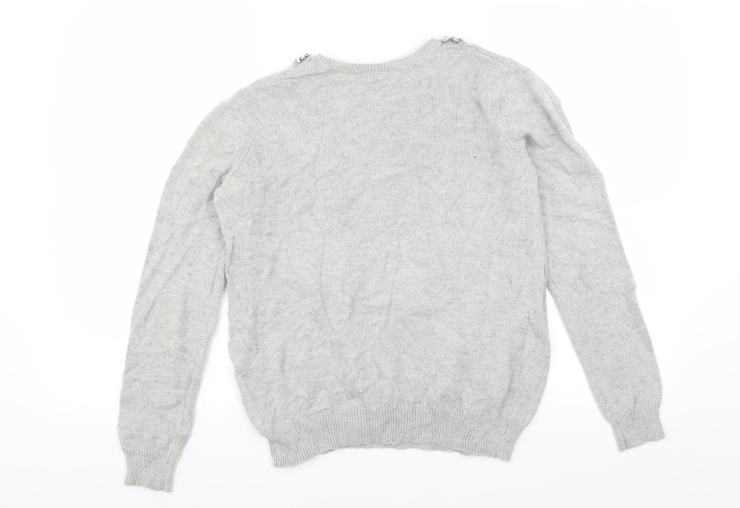 Topshop Womens Grey   Pullover Jumper Size 8  - beaded neckline