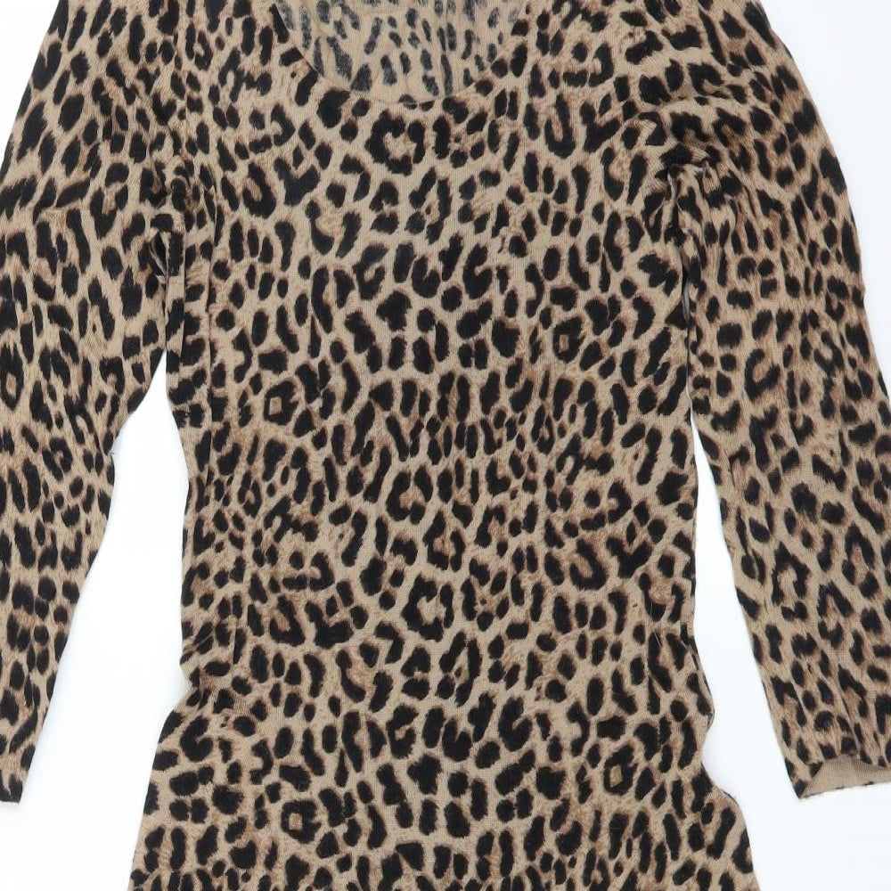 Hobbs Womens Brown Animal Print  Jumper Dress  Size 8