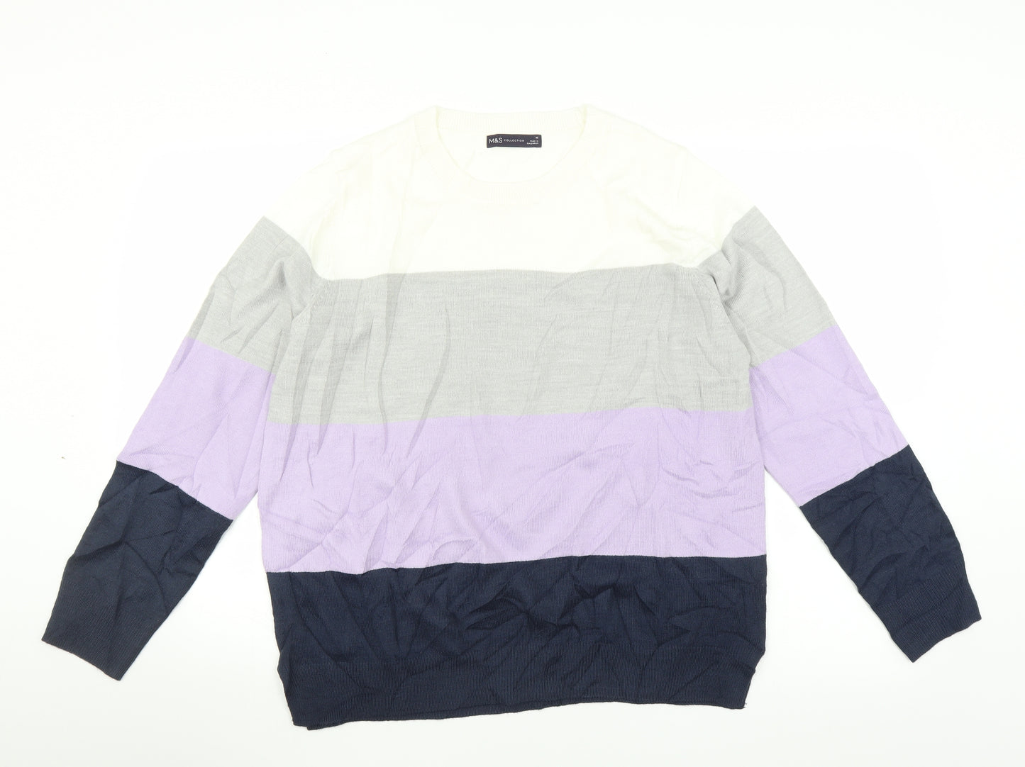 Marks and Spencer Womens Purple Striped  Pullover Jumper Size 16