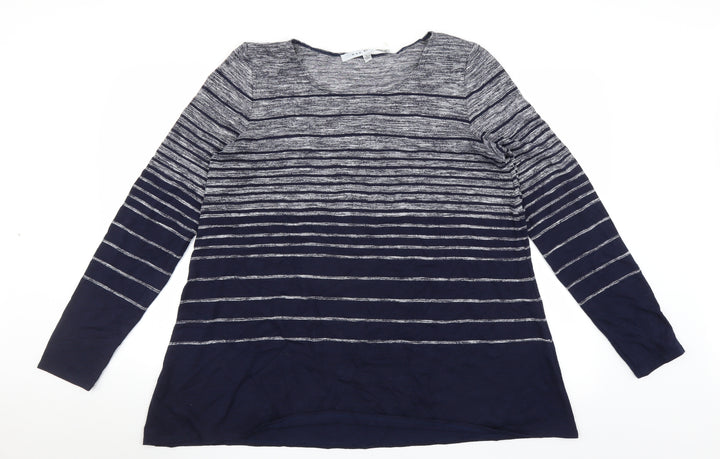 Max Studio Womens Blue Striped Pullover Jumper Size L