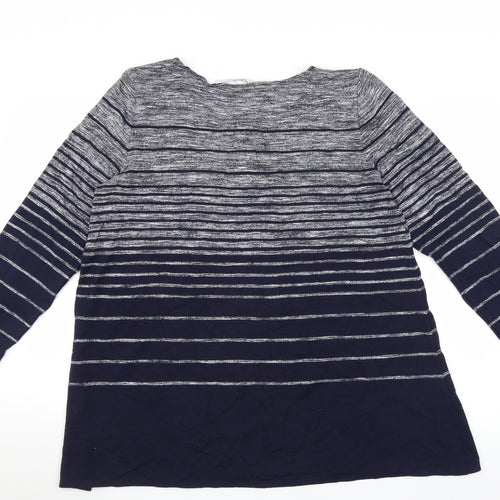 Max Studio Womens Blue Striped  Pullover Jumper Size L