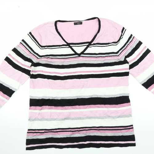 M&Co Womens Pink Striped  Pullover Jumper Size 18