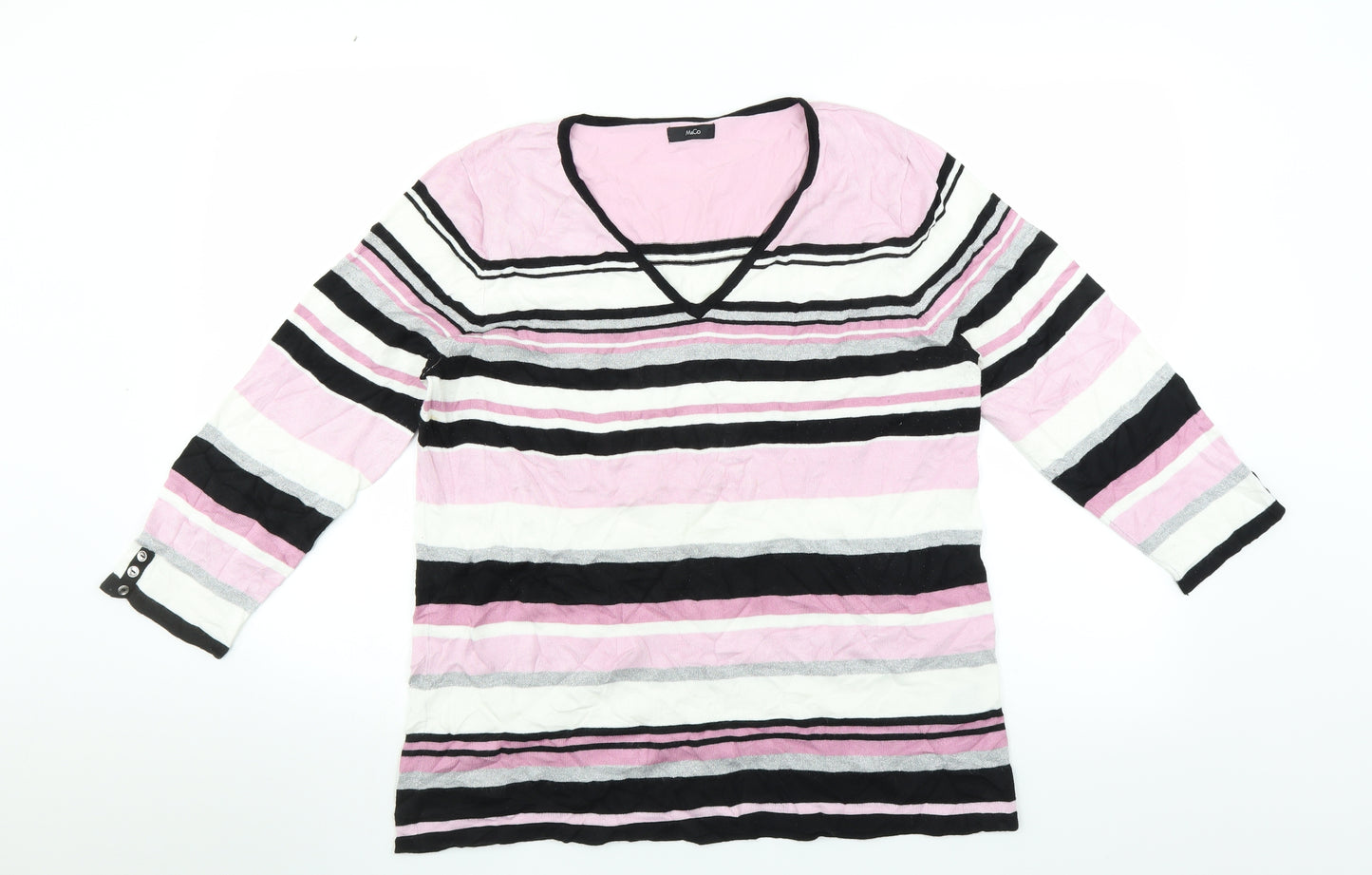M&Co Womens Pink Striped  Pullover Jumper Size 18