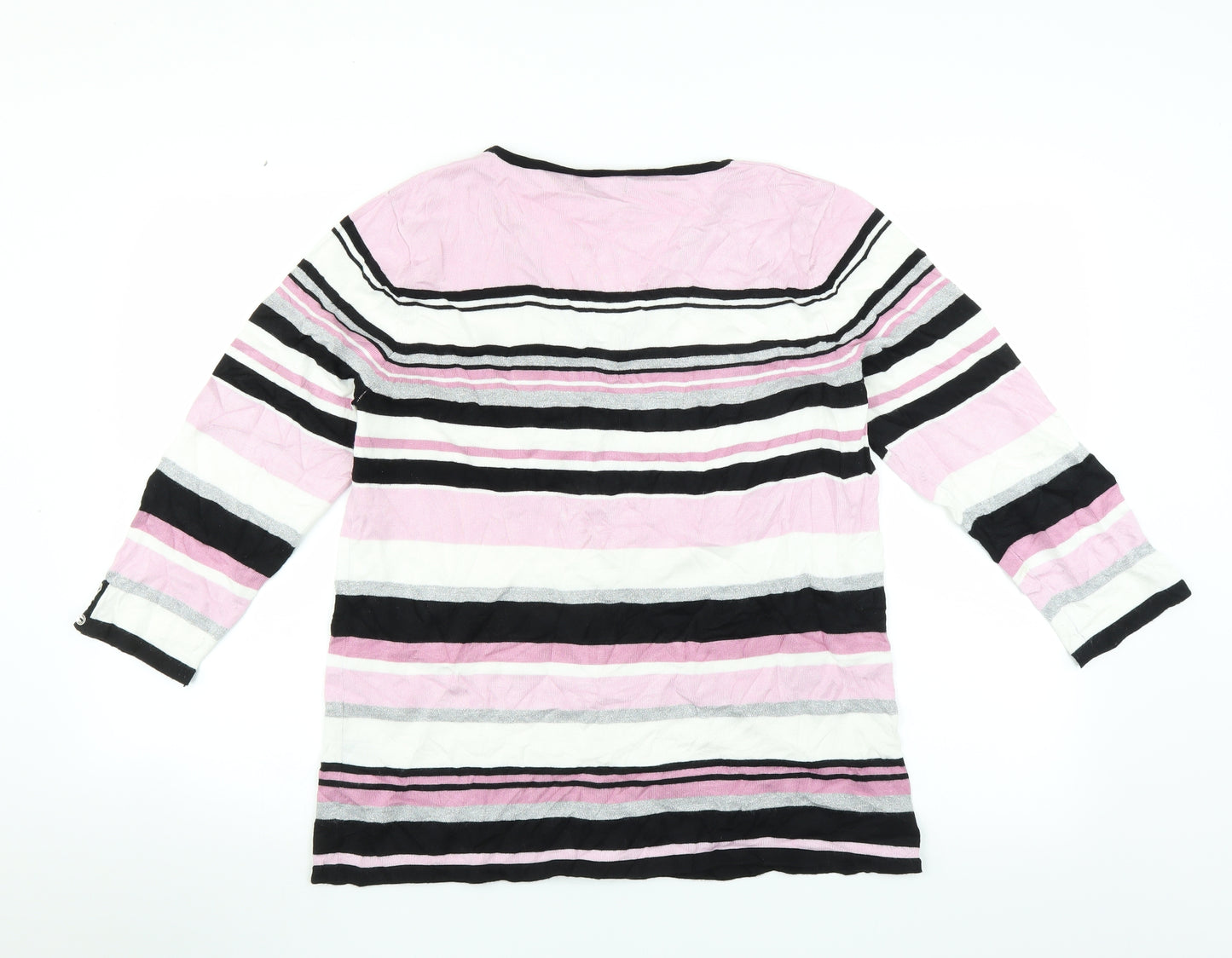 M&Co Womens Pink Striped  Pullover Jumper Size 18