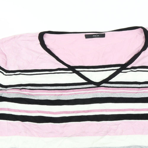 M&Co Womens Pink Striped  Pullover Jumper Size 18