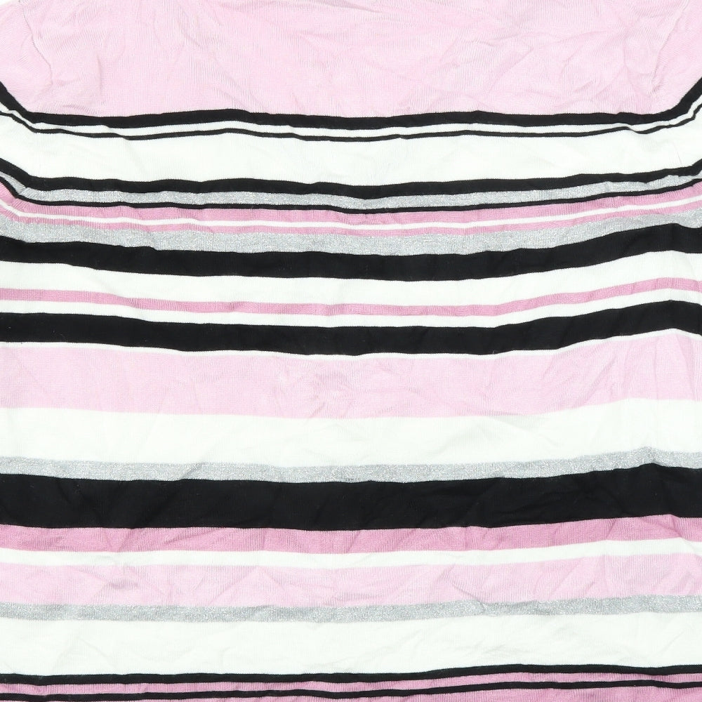 M&Co Womens Pink Striped  Pullover Jumper Size 18