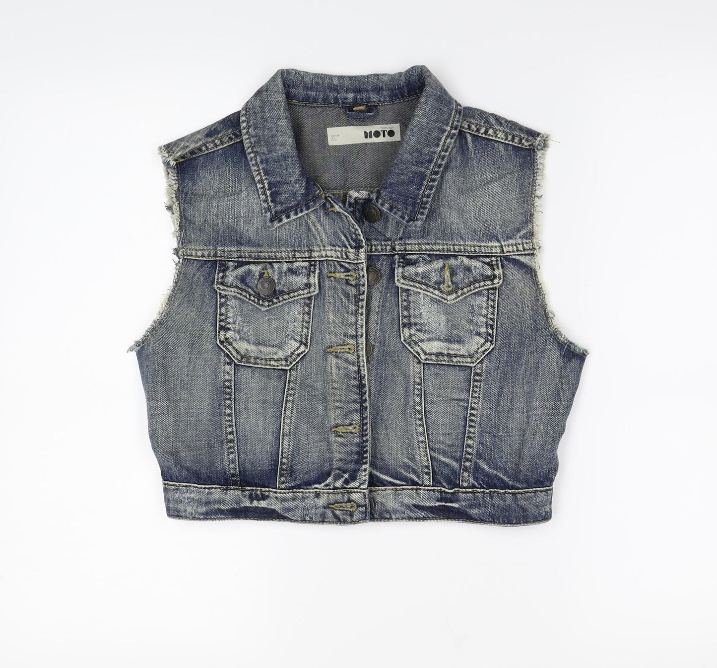 Topshop Womens Blue  Denim Gilet Coat Size 10