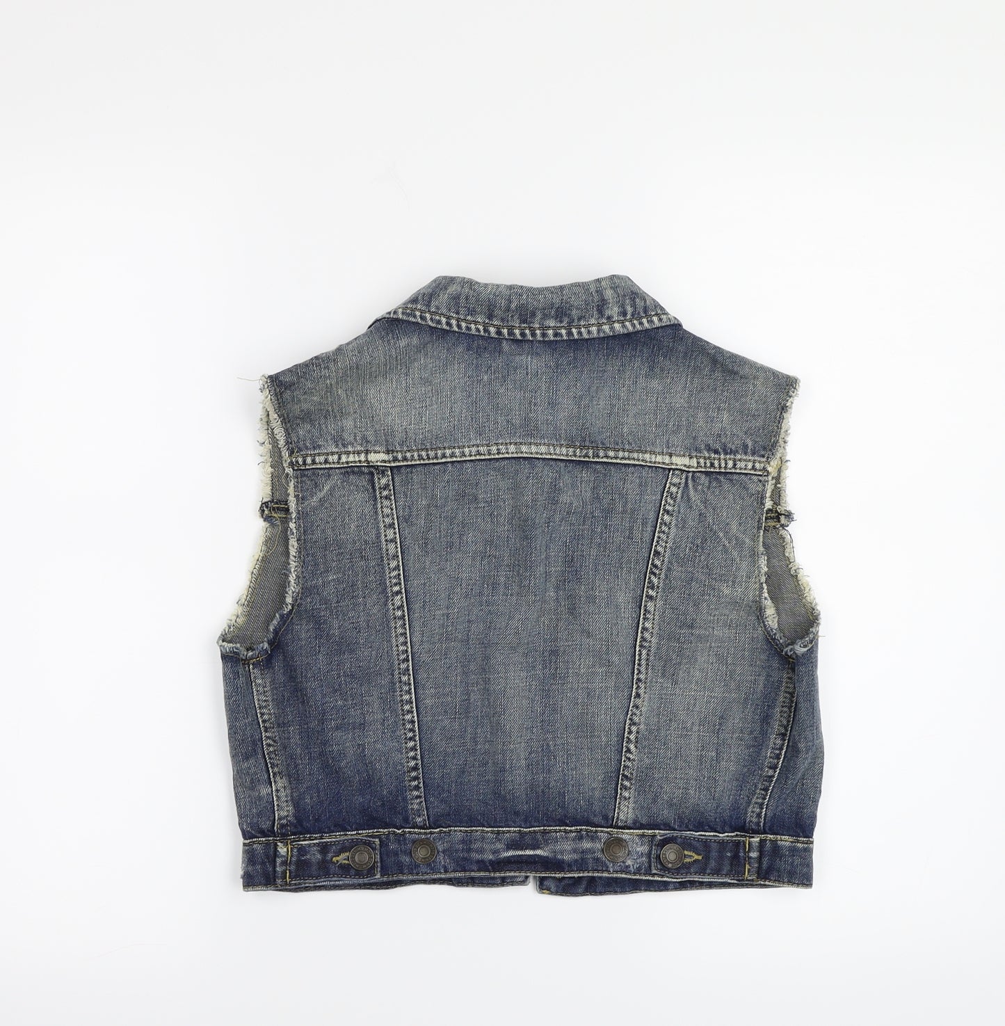 Topshop Womens Blue  Denim Gilet Coat Size 10