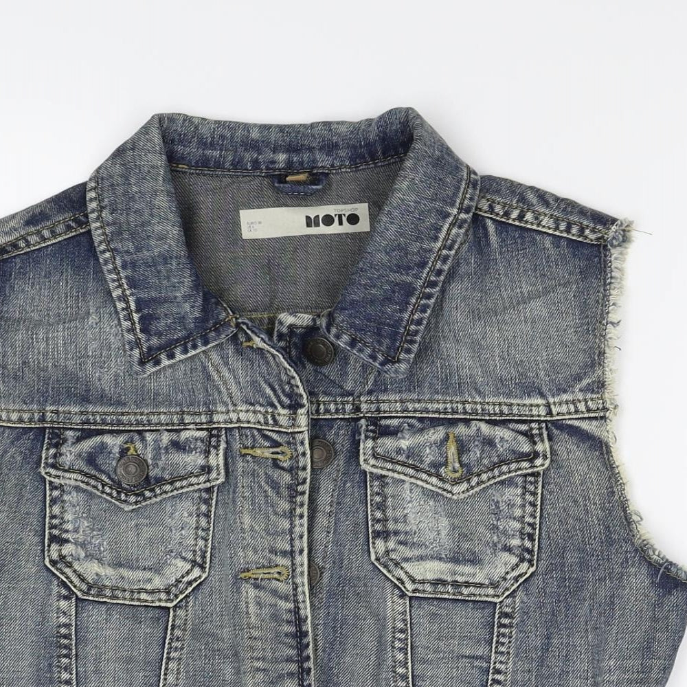 Topshop Womens Blue  Denim Gilet Coat Size 10