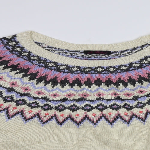 So Fabulous Womens Ivory Fair Isle  Pullover Jumper Size 28