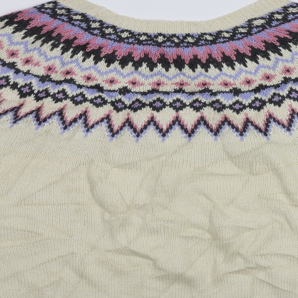 So Fabulous Womens Ivory Fair Isle  Pullover Jumper Size 28