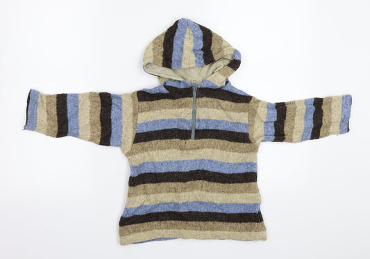 Front view of Ruth Lendik boys’ multicoloured striped jumper one size