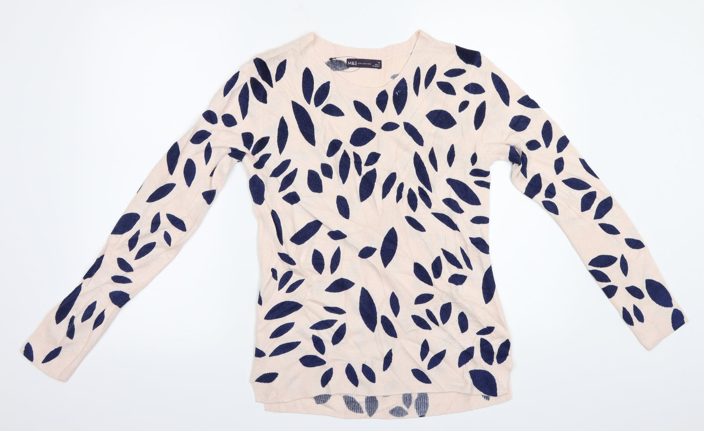 M&S Womens Pink Floral  Pullover Jumper Size 10