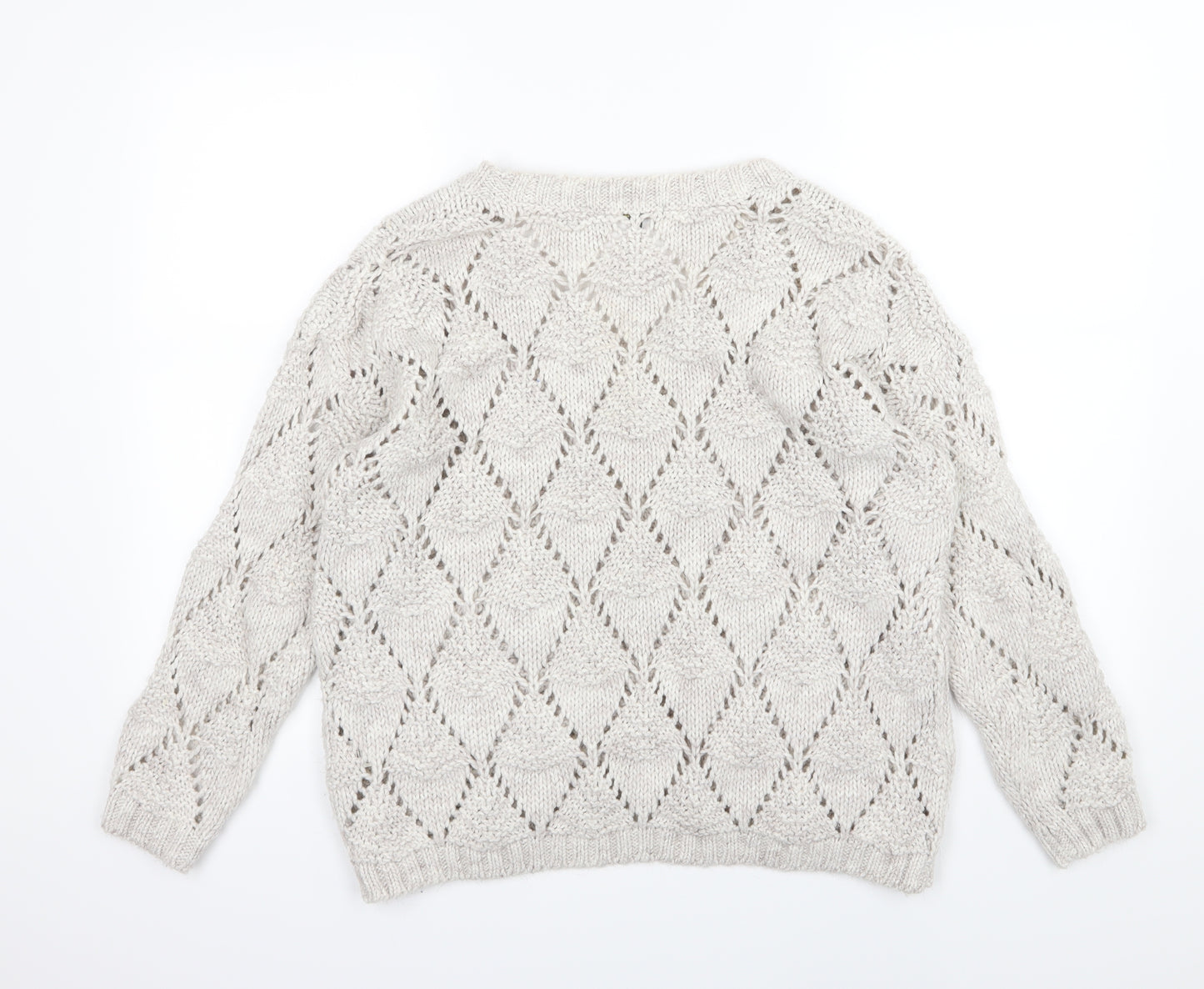 River Island Womens Ivory Argyle/Diamond Knit Pullover Jumper Size 10
