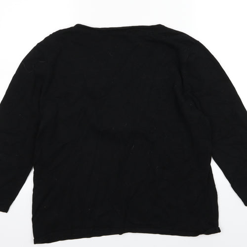 Kaleidoscope Womens Black Floral Knit Pullover Jumper Size 20