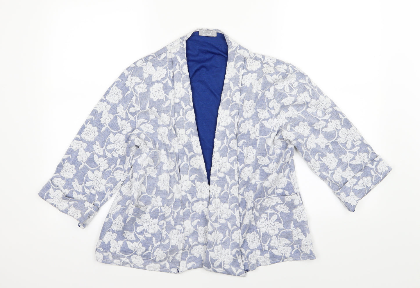 CMD Womens Blue Floral  Jacket Blazer Size 16